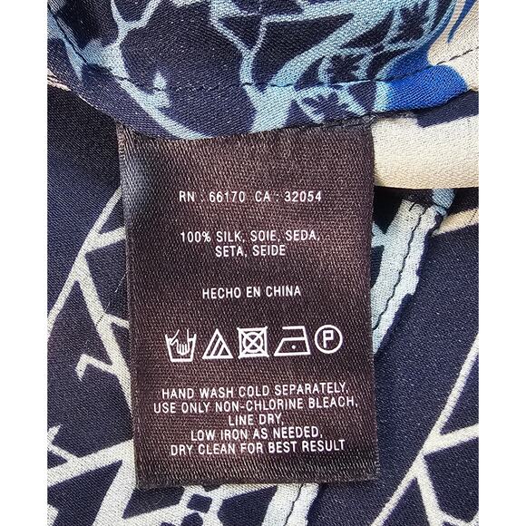 Anthropologie Leifsdottir Jerez 100% silk buttondown blouse geometric 0 EUC - Picture 5 of 8